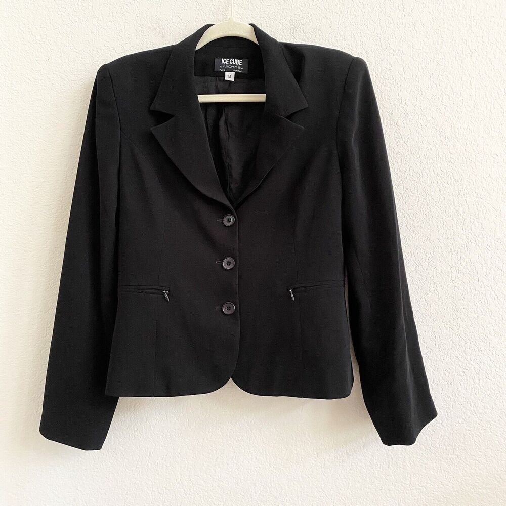VTG ICE Cube by Michael Womens‎ Blazer Sz 8 Back Career  Button-Up Long Sleeve